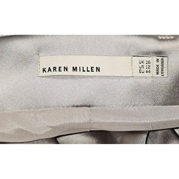 Karen Millen Women's Strapless Grey Cocktail Dress Pleat Details Sz 12 2447 - Picture 7 of 10